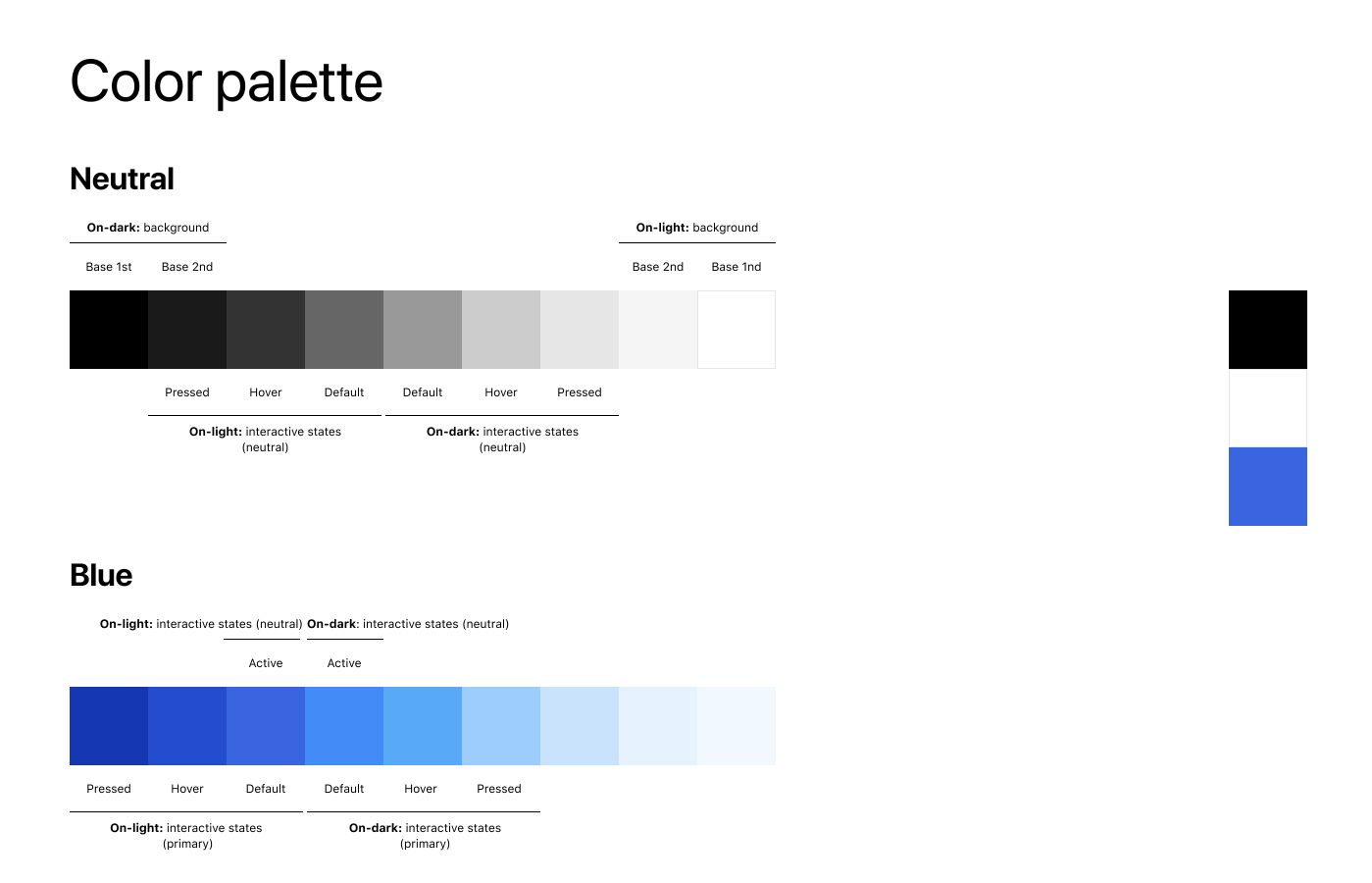 Screenshot of foundational colors